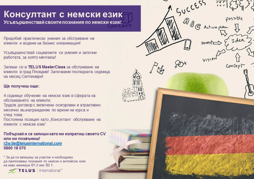 LinguaMundi ще проведе немската академия на TELUS International Europe, Пловдив
