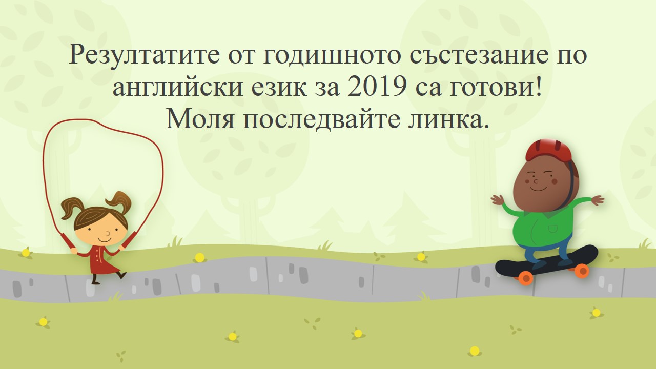 Резултати от годишното състезание по английски език 2019